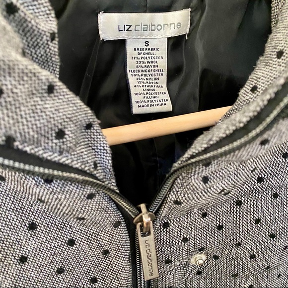 Liz Claiborne Wool Blend Polkadot Puffer Vest - Picture 3 of 5